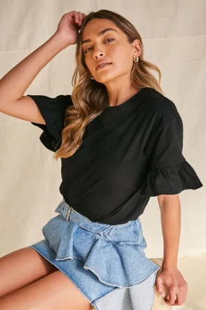 Flounce Cuff Boxy Tee