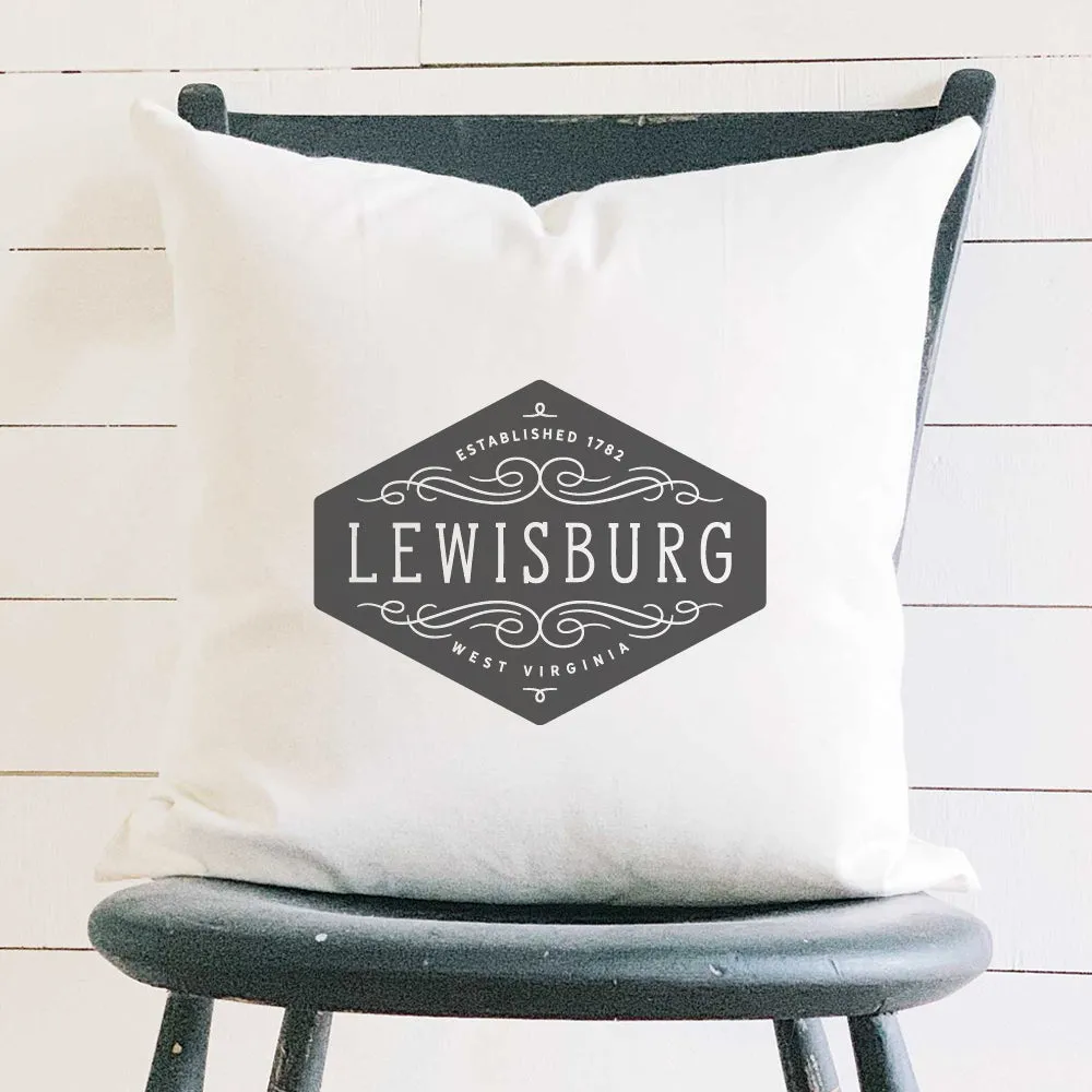 Flourish Sign w/ City, State - Square Canvas Pillow