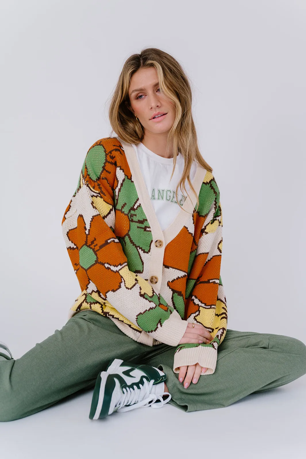 Flower Power Cardigan// Green