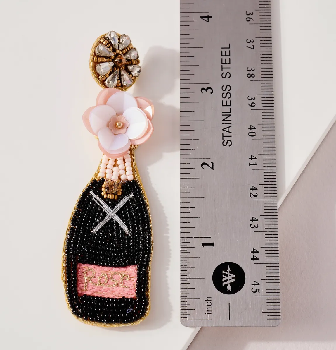 Flower Rose Black Champagne Beaded Earrings