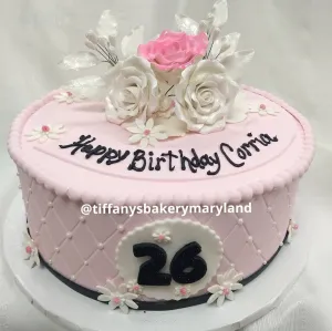 Fondant Covered  Round  Diamond Quilted Cake