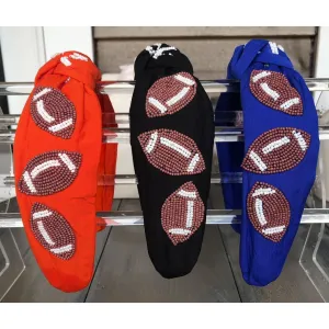 Football Seed Beaded Team Spirit Top Knot Headband.  - Restocking
