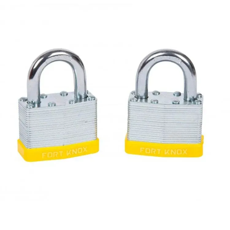 Fort Knox 2 Pce 50Mm Laminated Keyed Alike Padlocks Same Key Lifetime Warranty
