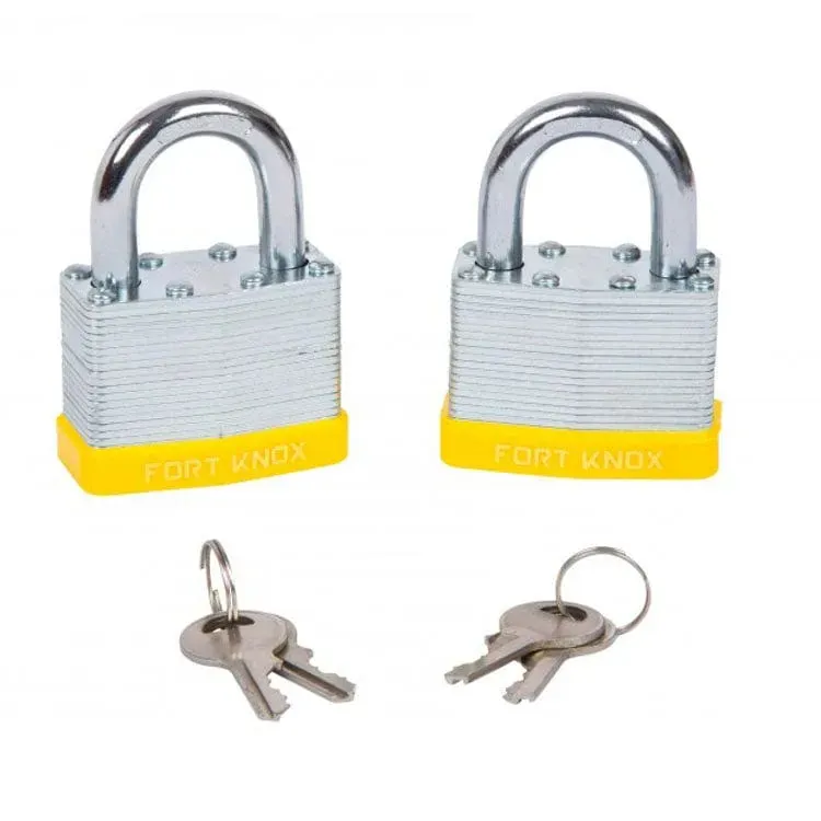 Fort Knox 2 Pce 50Mm Laminated Keyed Alike Padlocks Same Key Lifetime Warranty