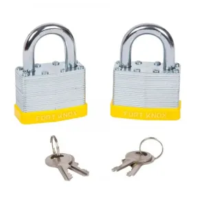 Fort Knox 2 Pce 50Mm Laminated Keyed Alike Padlocks Same Key Lifetime Warranty