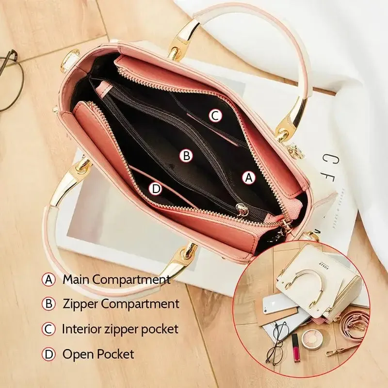Foxer Cream Split Leather Handbag with Pink Trim and Gold Hardware