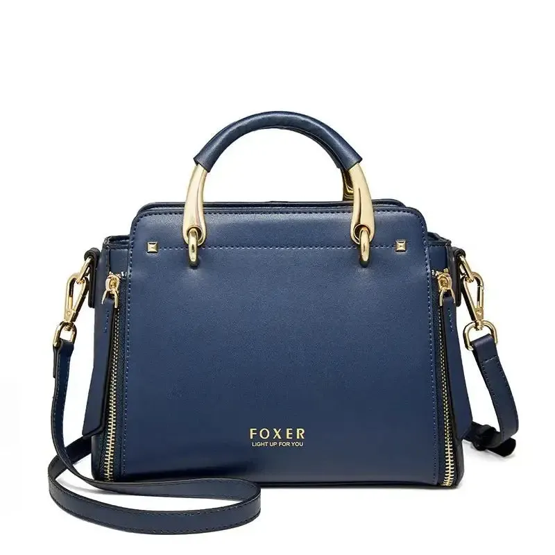 Foxer Cream Split Leather Handbag with Pink Trim and Gold Hardware