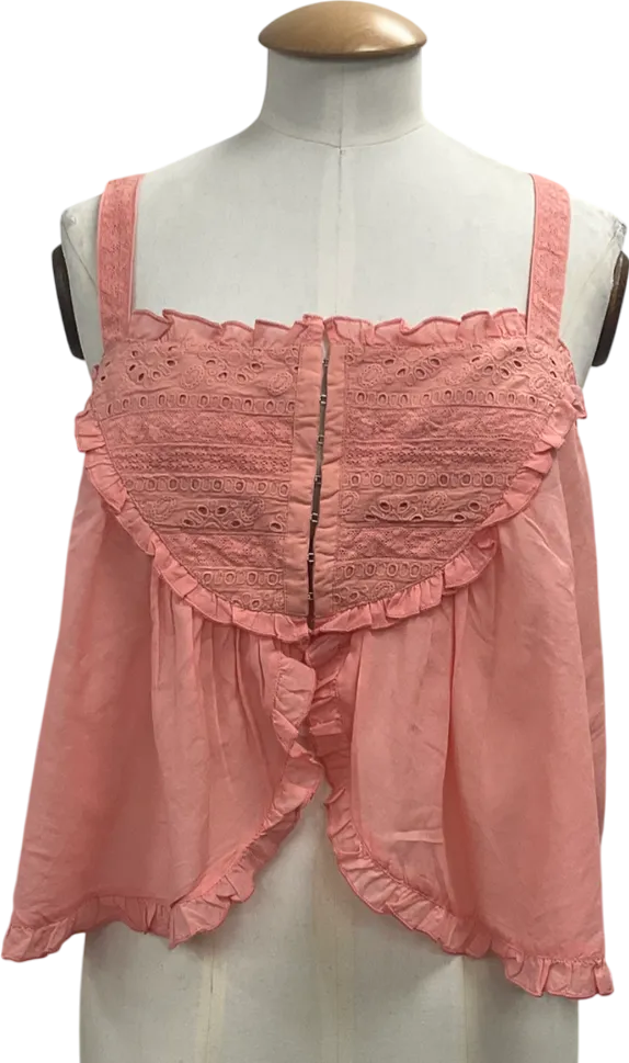 Free People Pink Sweet Sarah Relaxed Square Neck Top UK XS