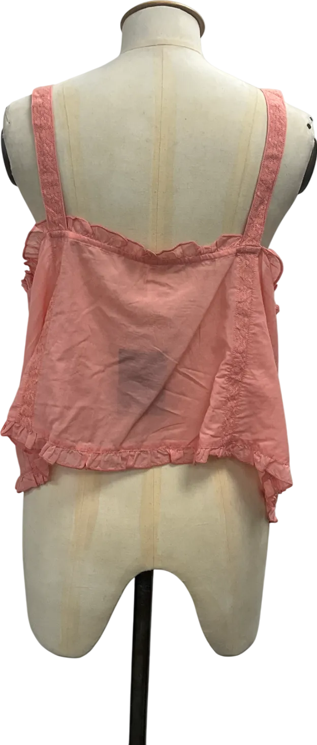 Free People Pink Sweet Sarah Relaxed Square Neck Top UK XS