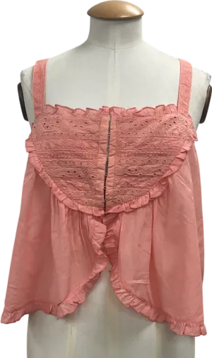 Free People Pink Sweet Sarah Relaxed Square Neck Top UK XS
