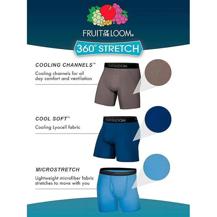 Fruit of the Loom Men's Micro Stretch Boxer Briefs, Designed to Move with You, Lightweight & Moisture Wicking