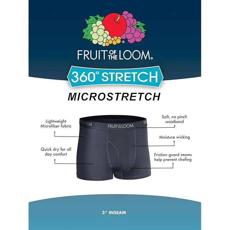 Fruit of the Loom Men's Micro Stretch Boxer Briefs, Designed to Move with You, Lightweight & Moisture Wicking