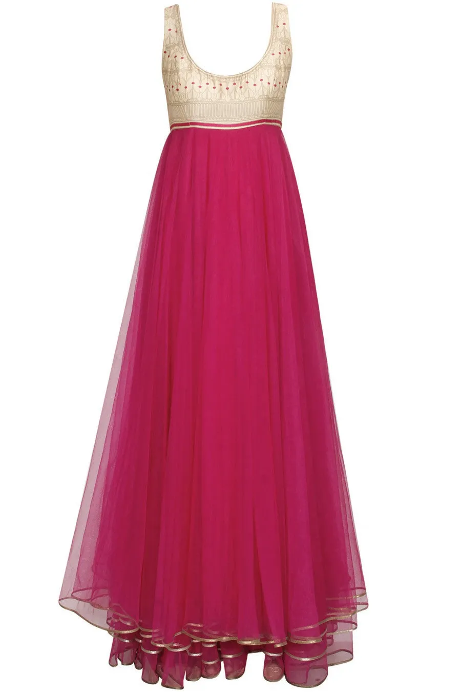 Fuchsia layered anarkali