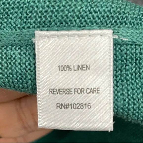 Garnet Hill Tidal Linen Cardigan Womens Medium Green Ombre Boxy Oversized