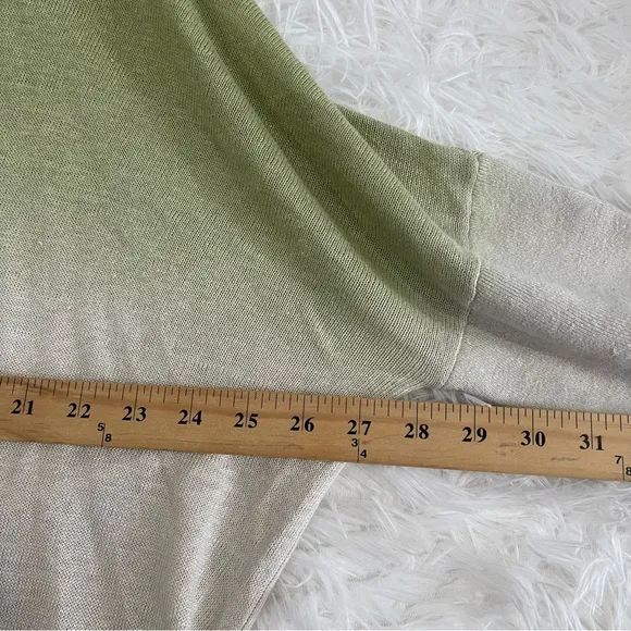 Garnet Hill Tidal Linen Cardigan Womens Medium Green Ombre Boxy Oversized