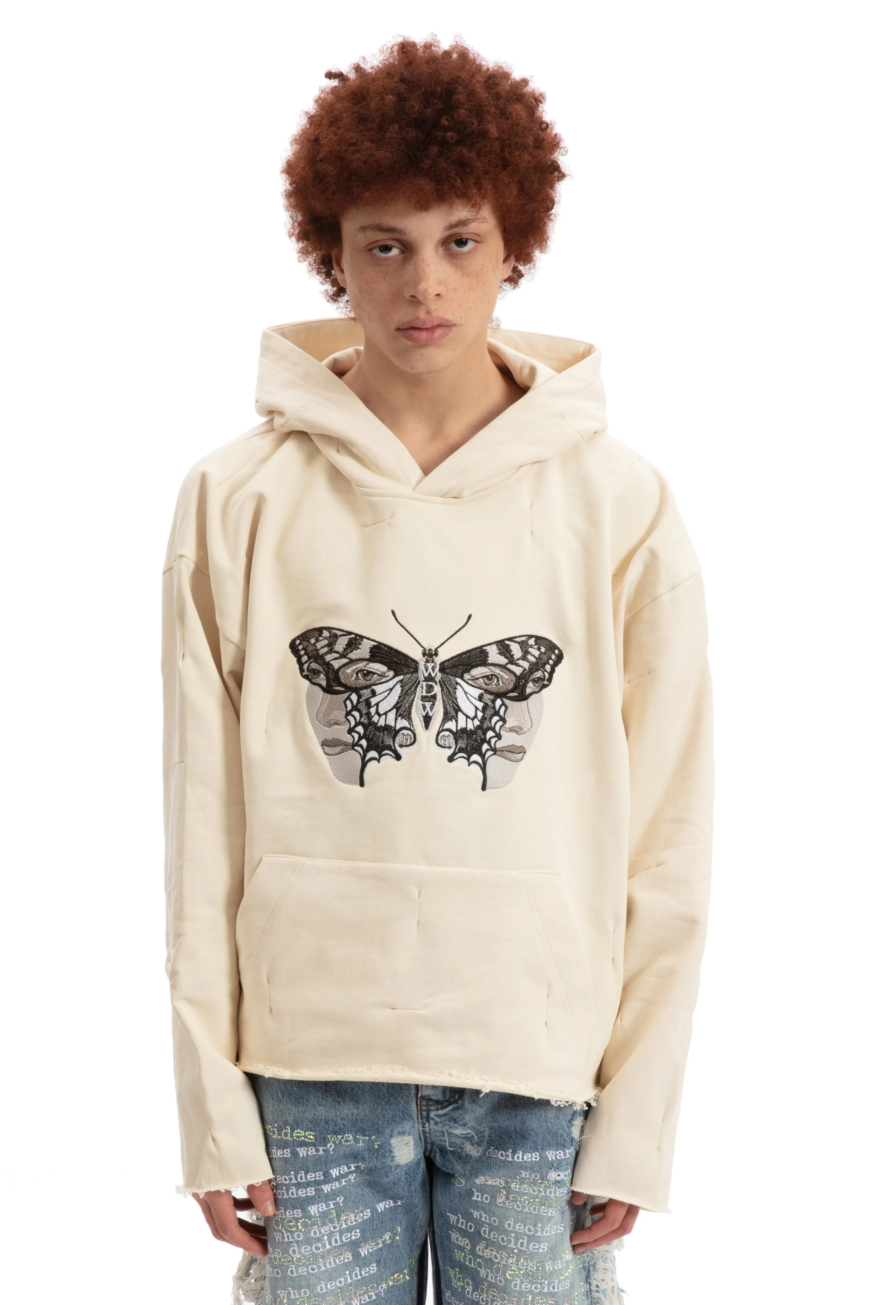 GATHERED DUOFLY HOODED PULLOVER