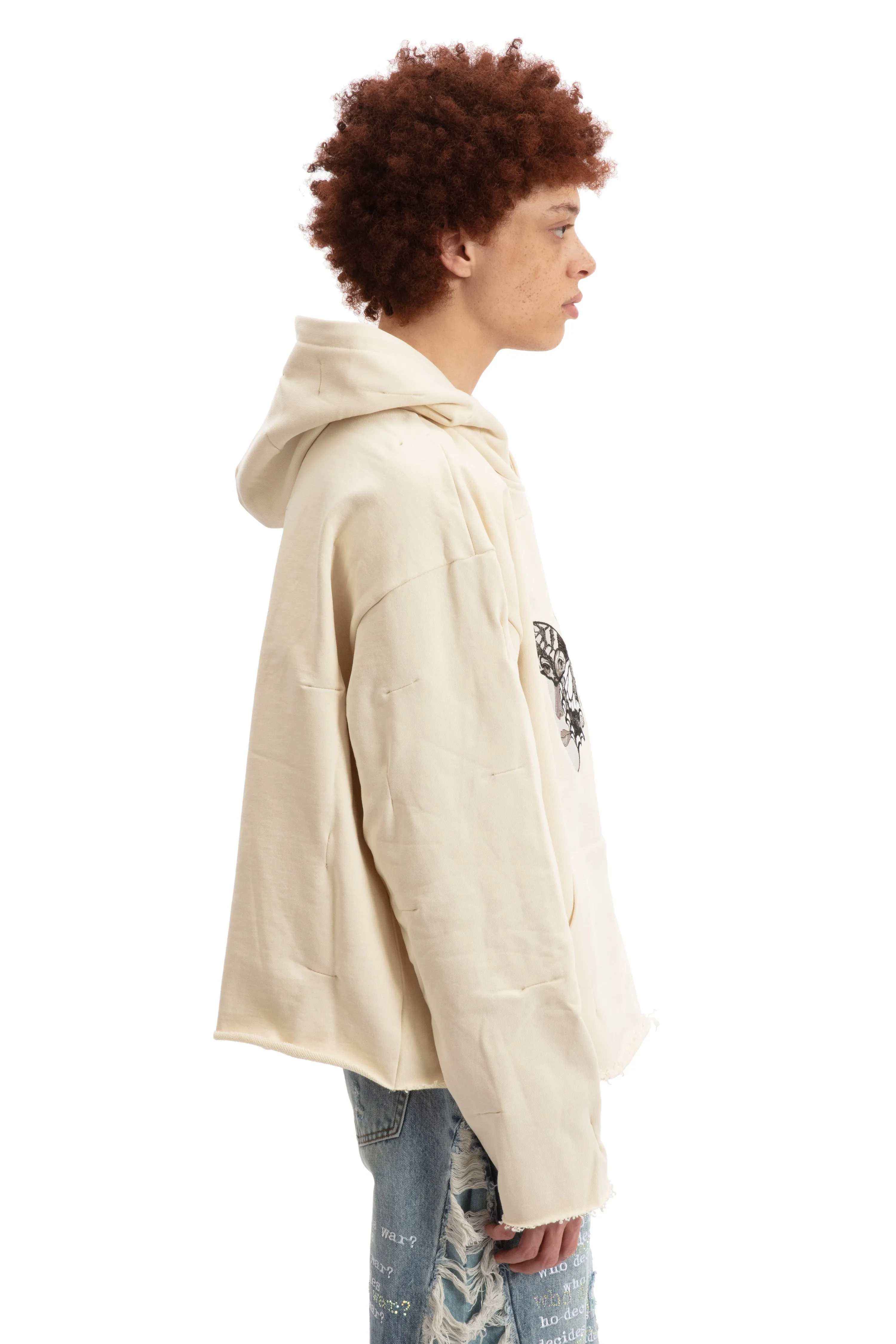 GATHERED DUOFLY HOODED PULLOVER