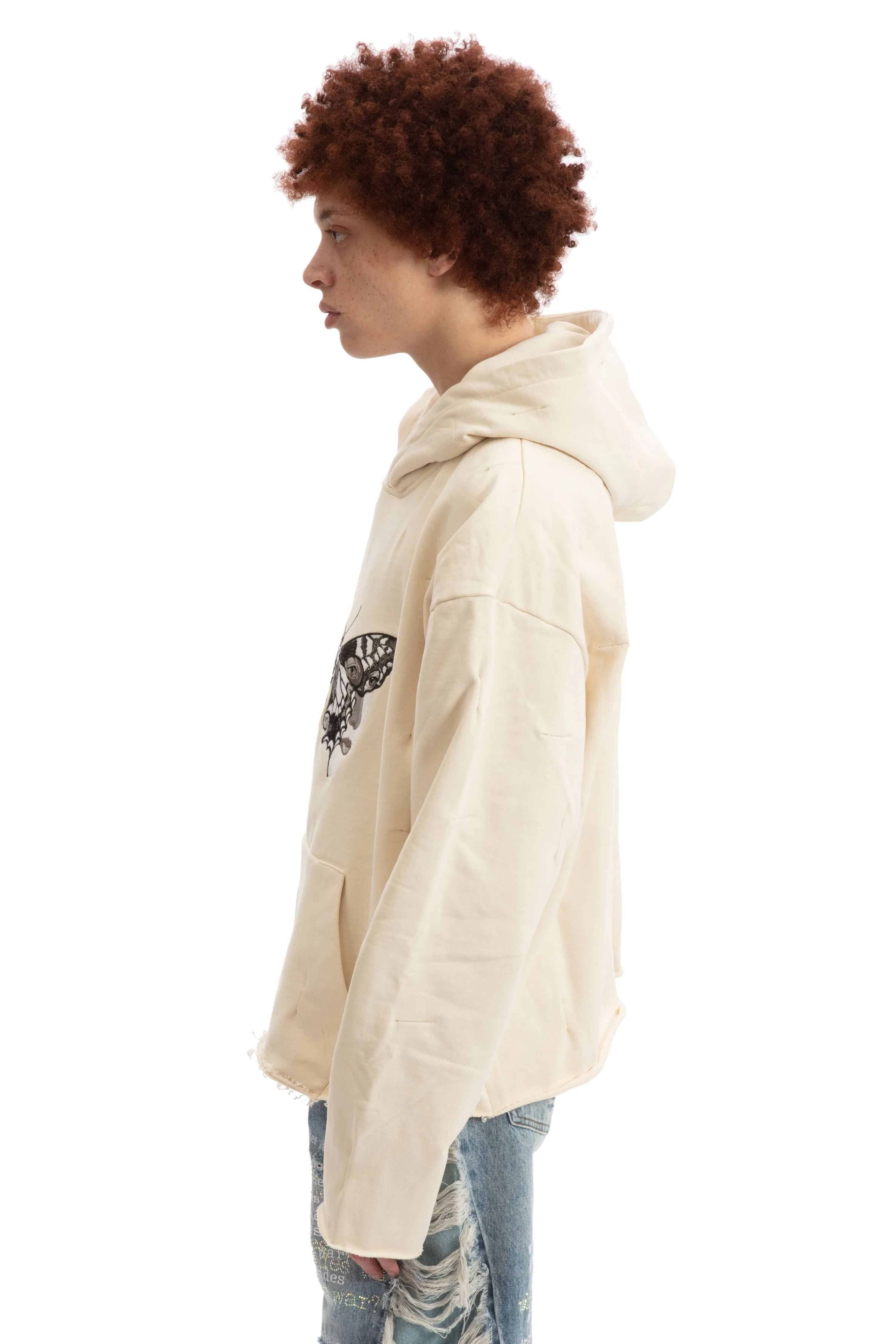GATHERED DUOFLY HOODED PULLOVER