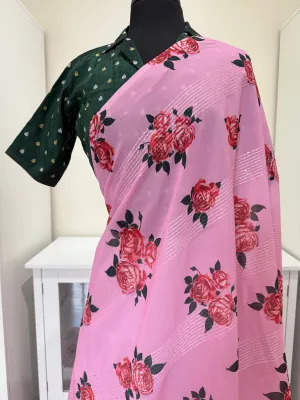 Georgette Sequins Floral Saree