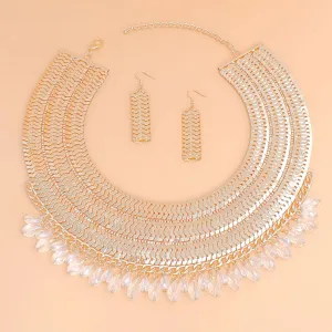 Gold Chain Art Deco Teardrop Collar Set