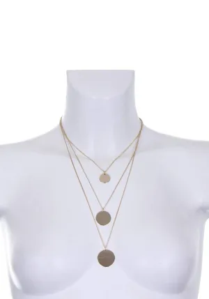 Gold Layered Necklace with Circle Pendant