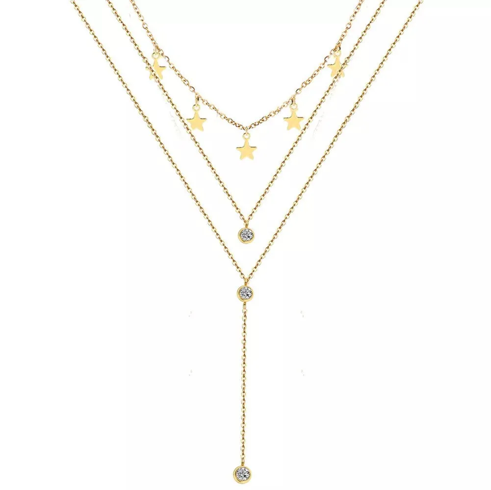 Gold Plated Triple layered Star Pendant