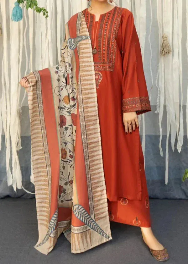 Grace Z17- Stitched Embroidered 3PC Marina Dress With Printed Shawl.