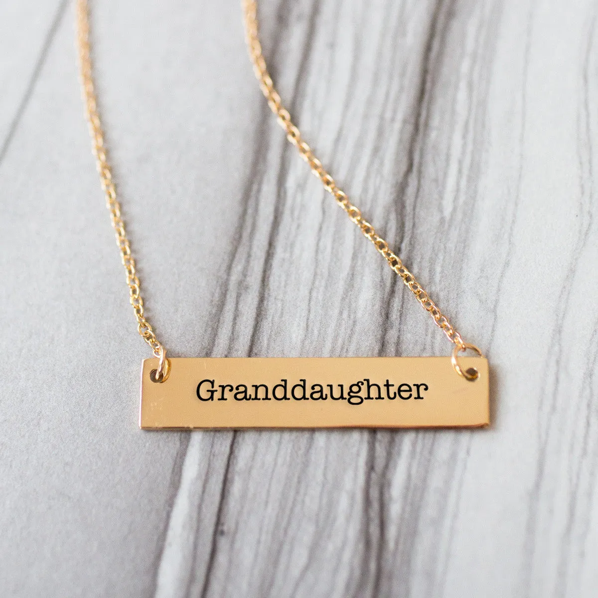 Granddaughter Gold / Silver Bar Necklace