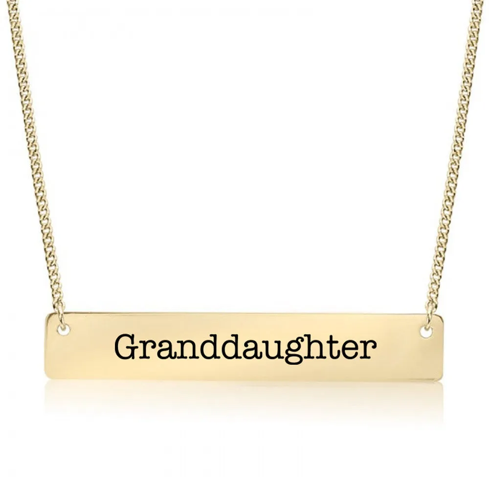 Granddaughter Gold / Silver Bar Necklace