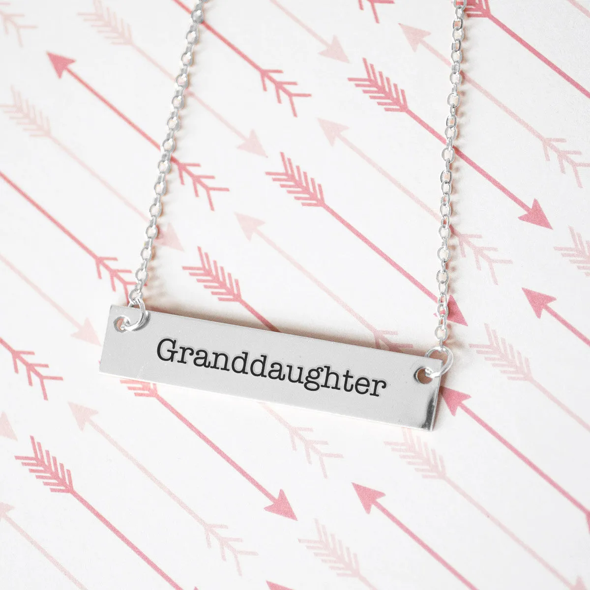 Granddaughter Gold / Silver Bar Necklace