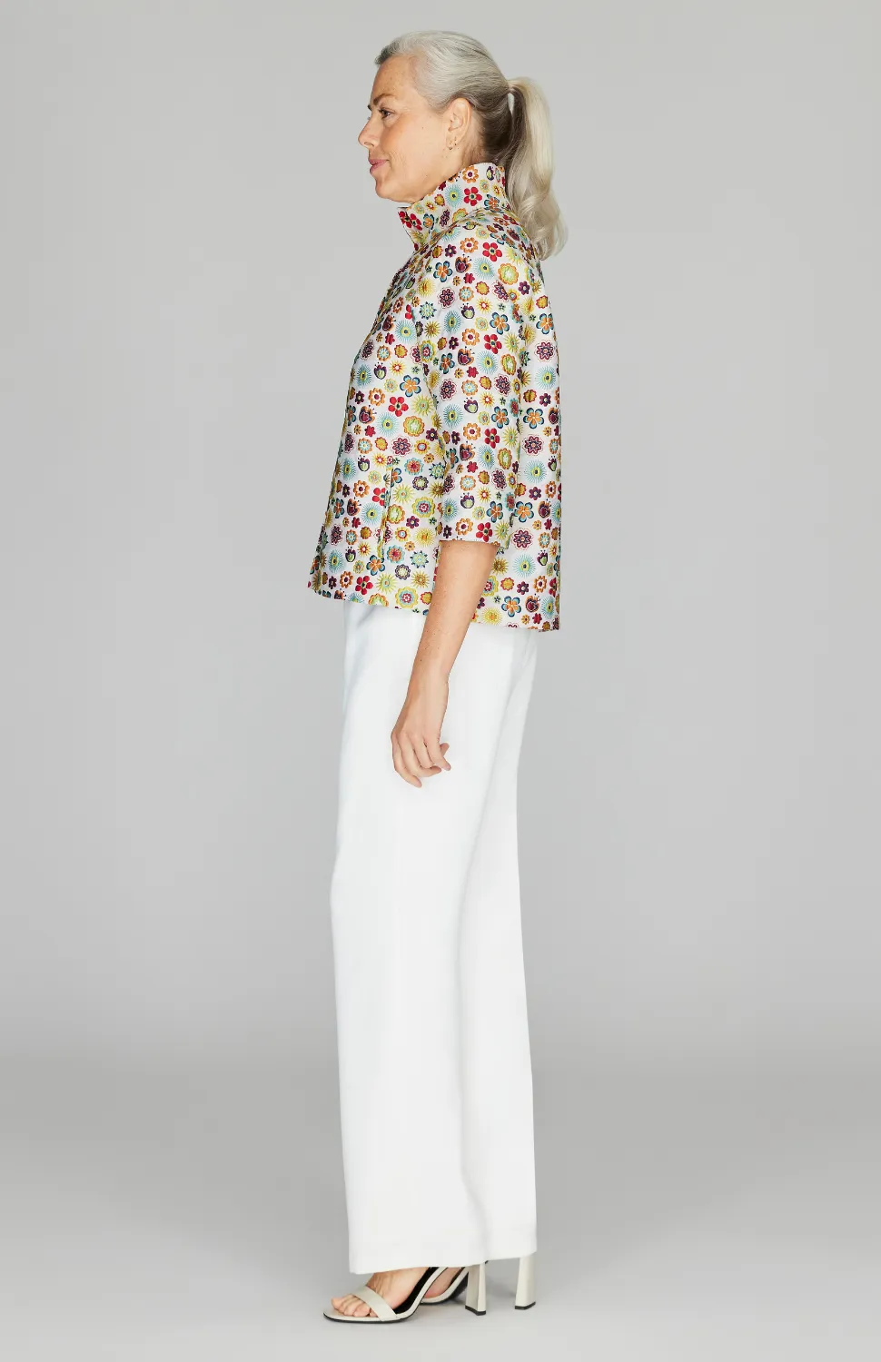 Graphic Flora Short Button Front Jacket