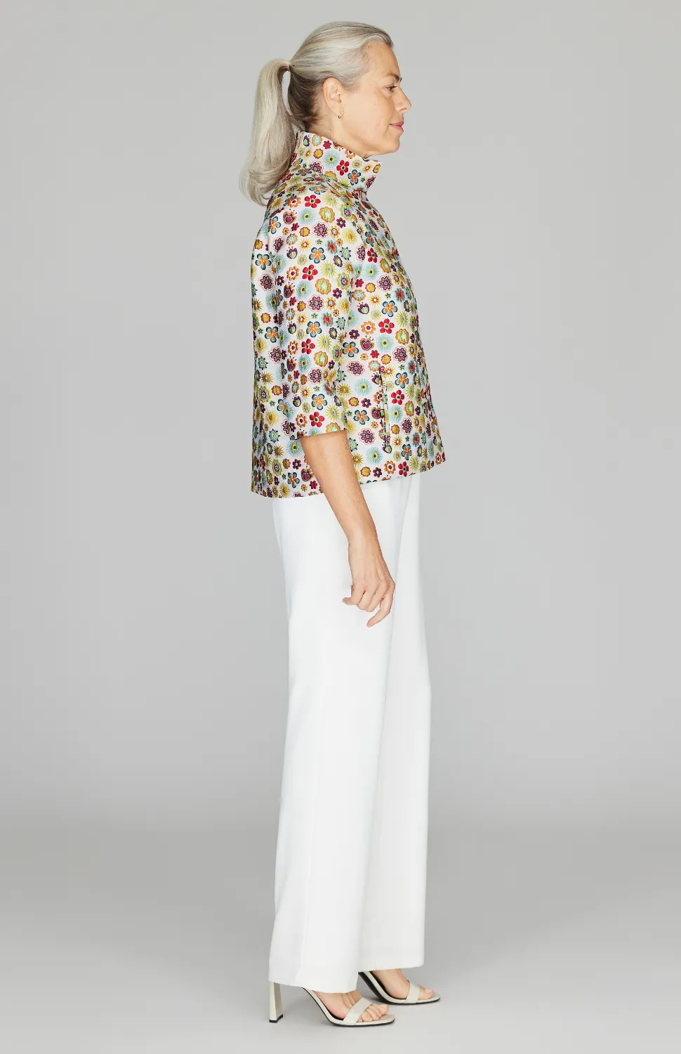 Graphic Flora Short Button Front Jacket
