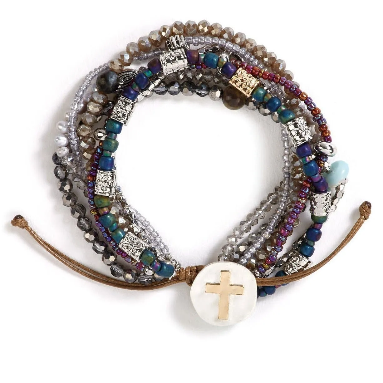 Gray Prayer Cross Bracelet