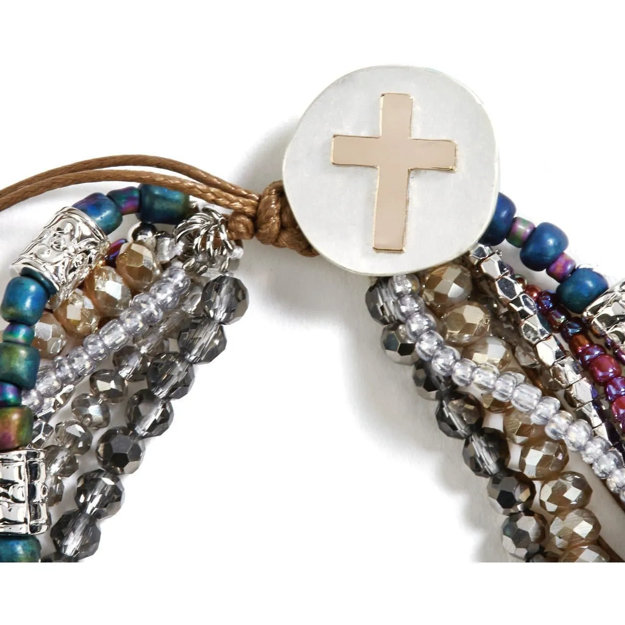Gray Prayer Cross Bracelet