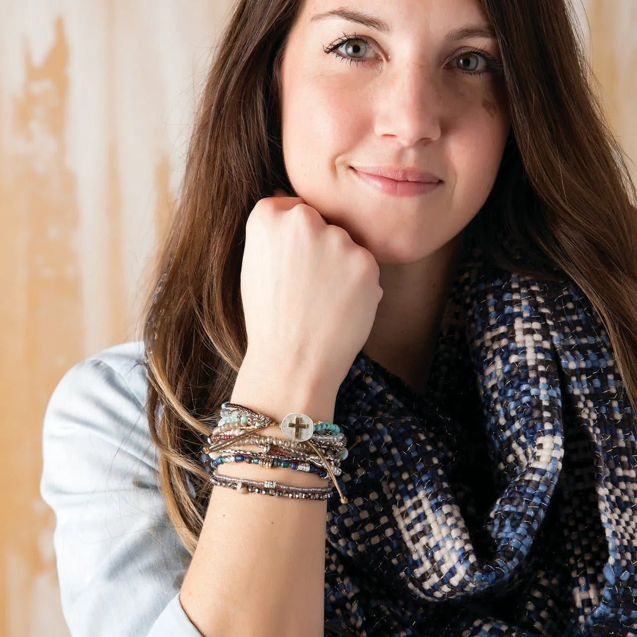 Gray Prayer Cross Bracelet