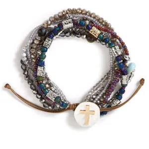 Gray Prayer Cross Bracelet
