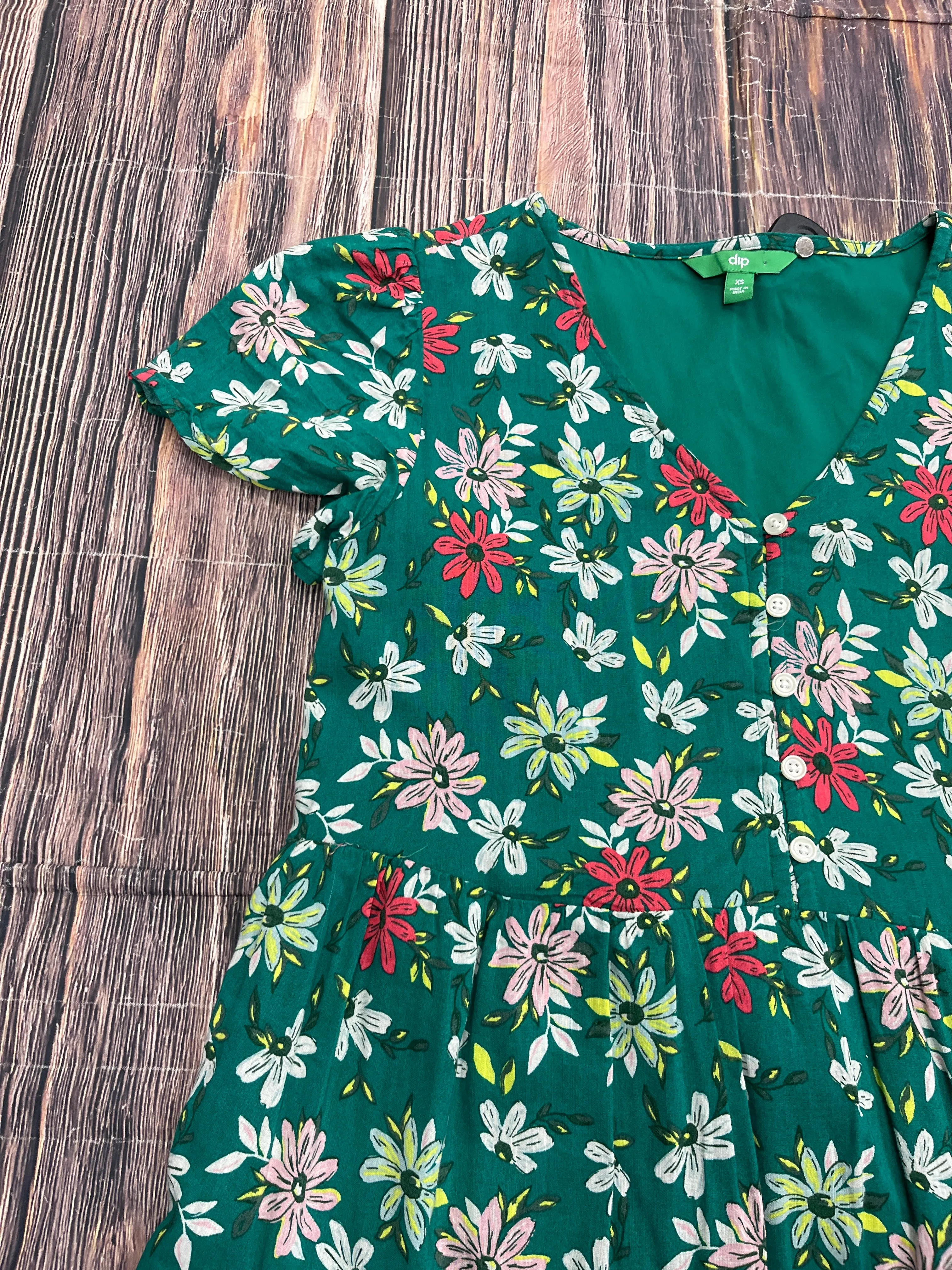 Green Dress Casual Maxi Dip, Size Xs