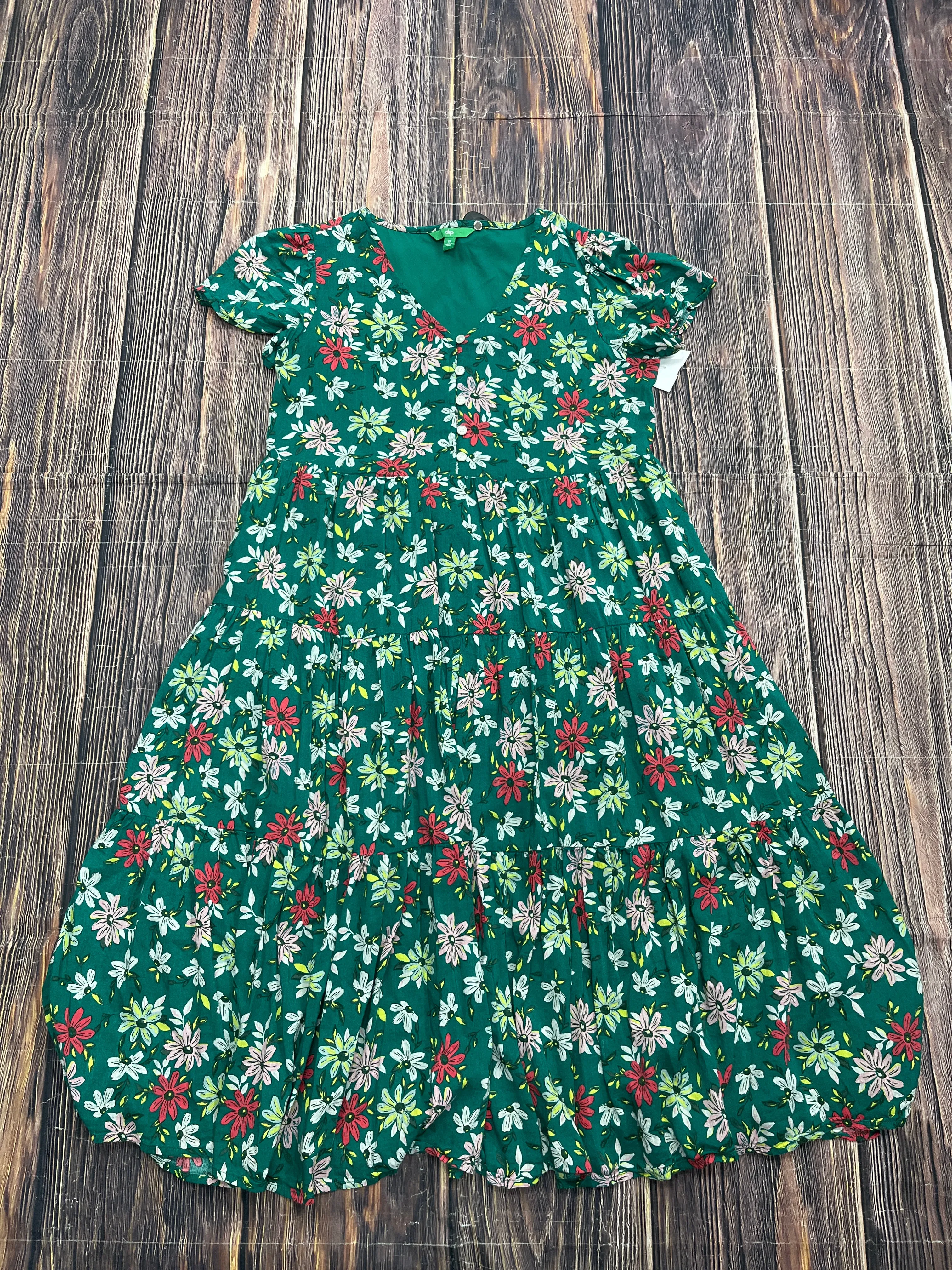 Green Dress Casual Maxi Dip, Size Xs