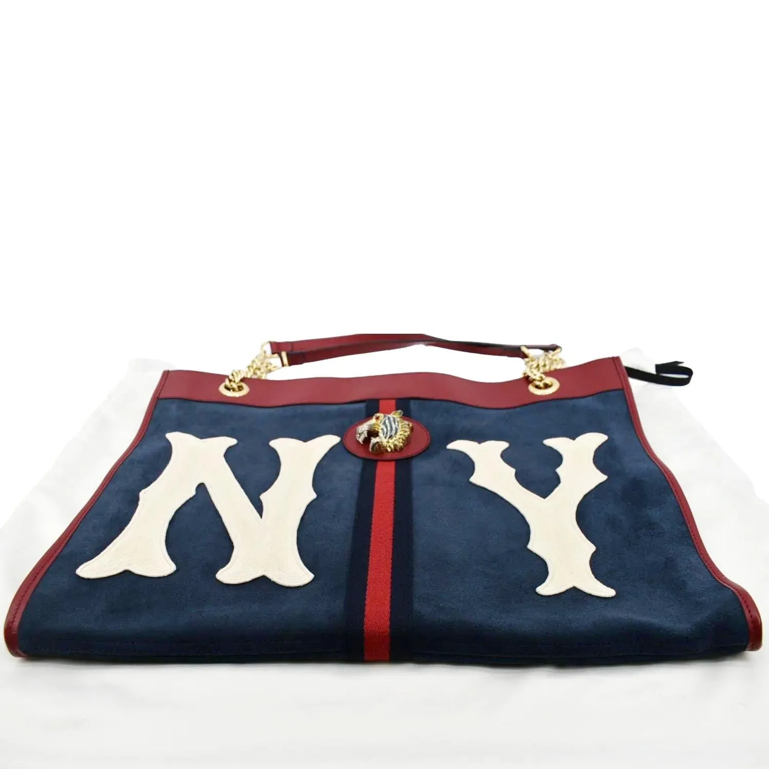 GUCCI Rajah Large Leather Tote Shoulder Bag Navy Blue 537219