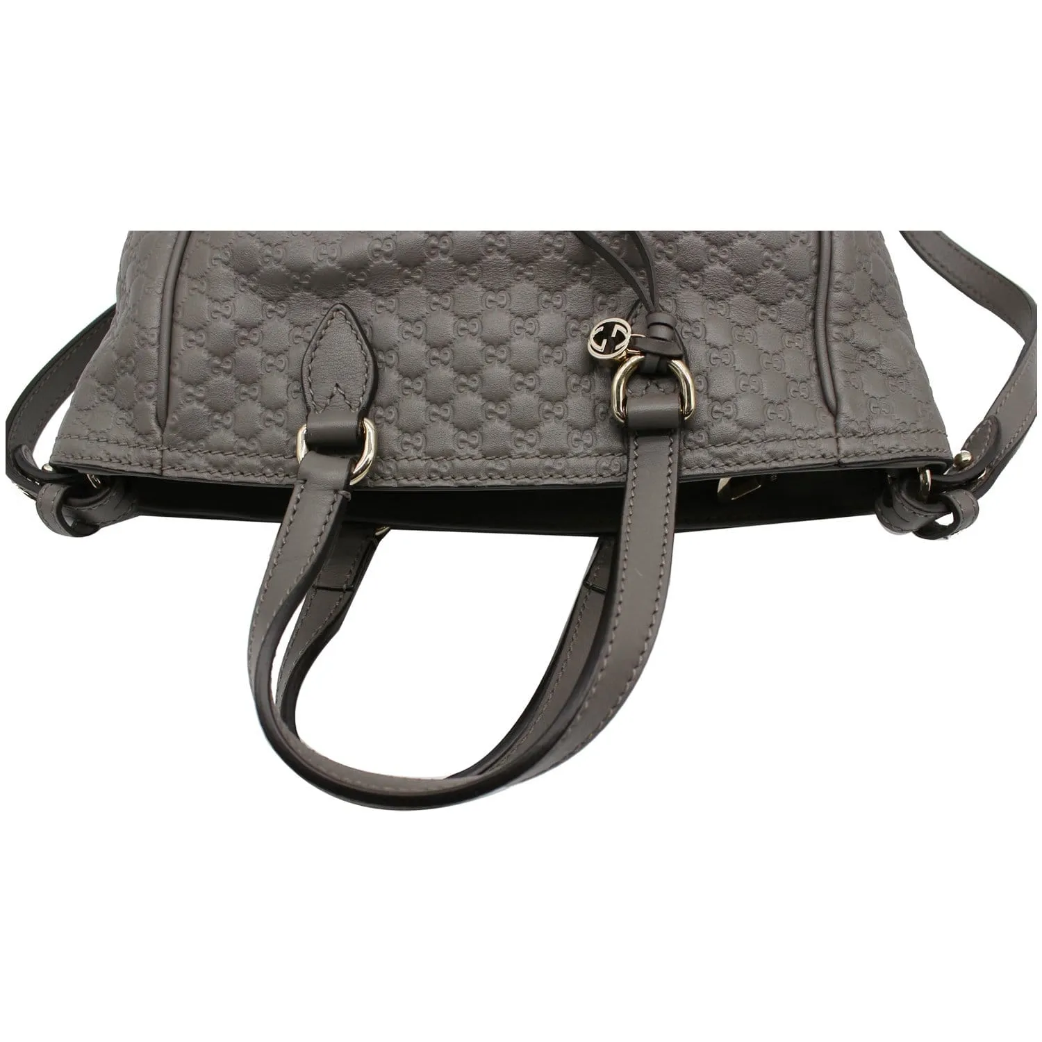 GUCCI Small Bree GG Guccissima Leather Tote Crossbody Bag Grey 449241