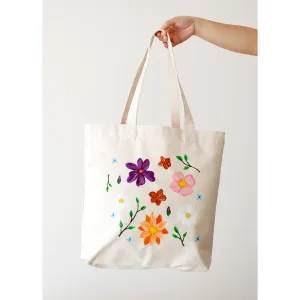 Hand-painted Floral Tote Bag