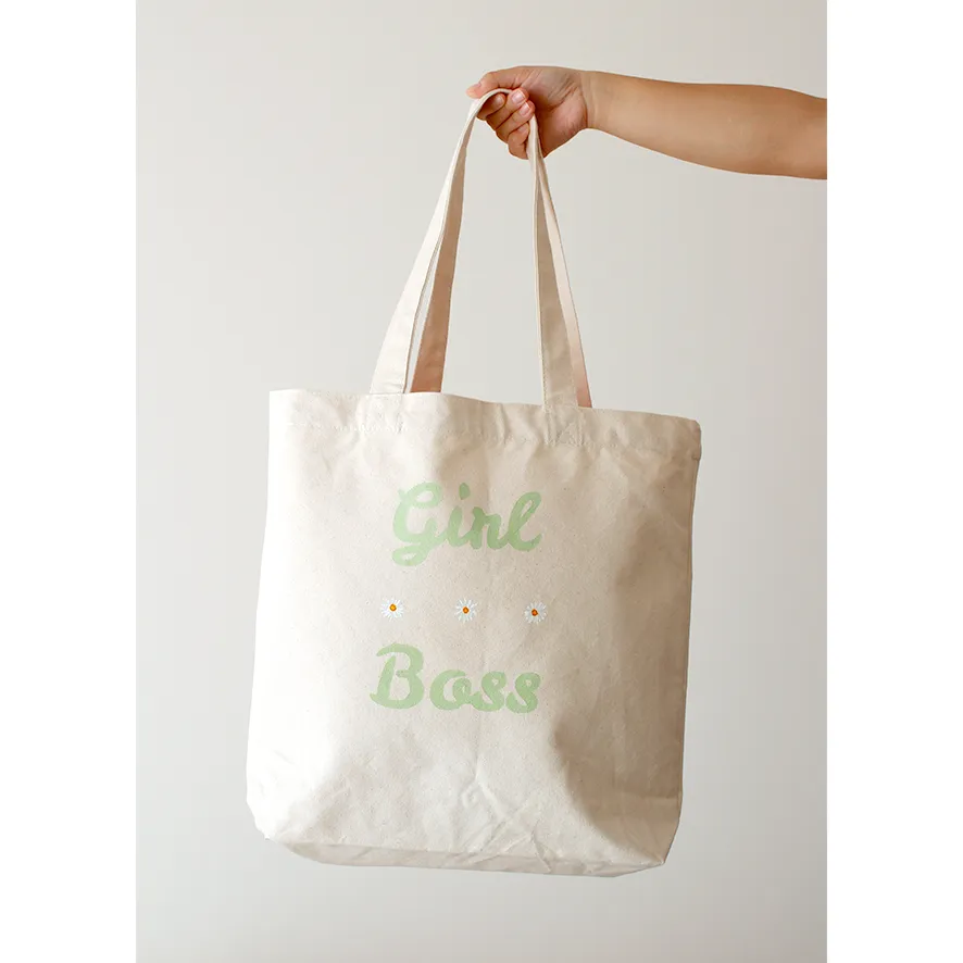 Hand-painted Girl Boss Tote Bag