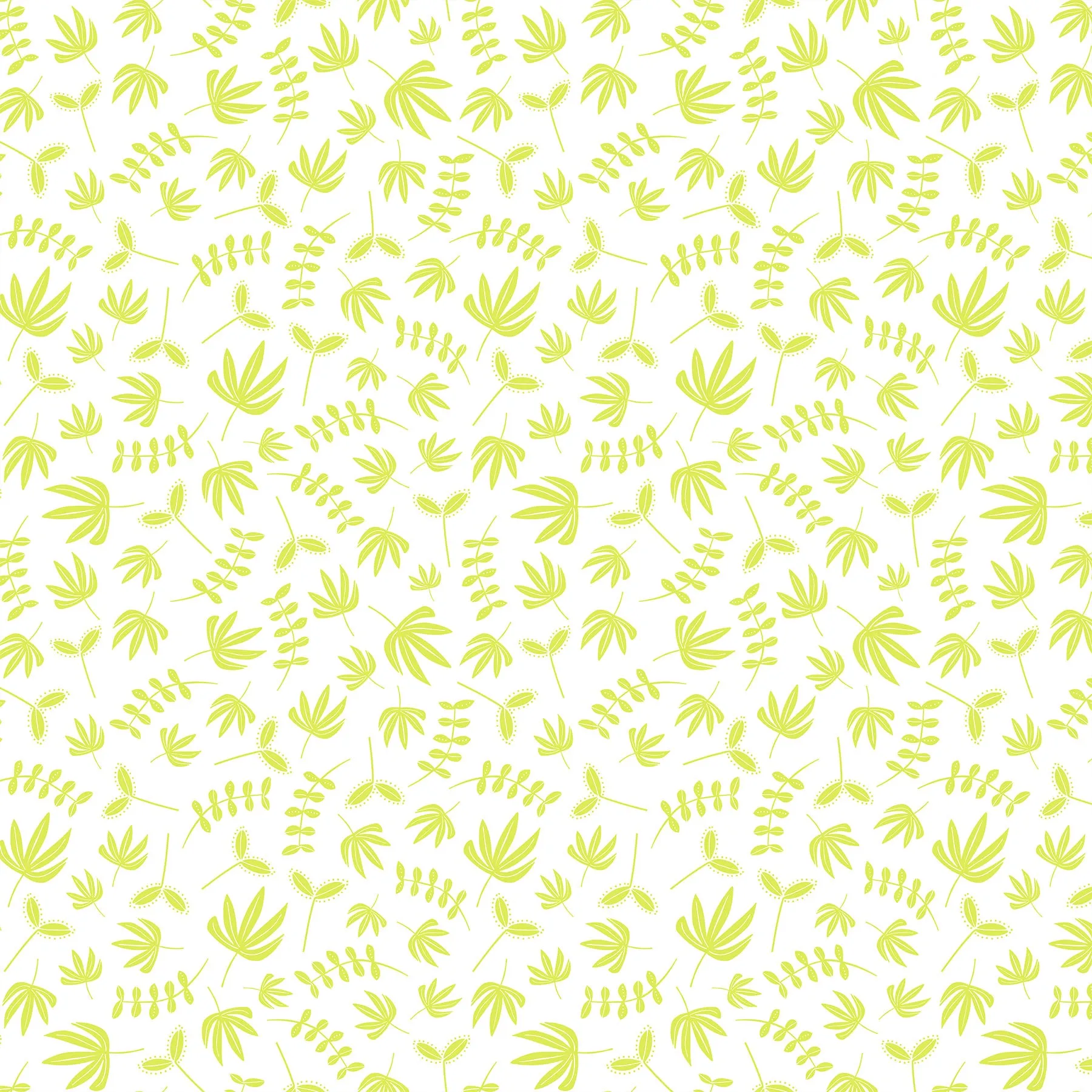 Hand Stitched - Plants in Chartreuse