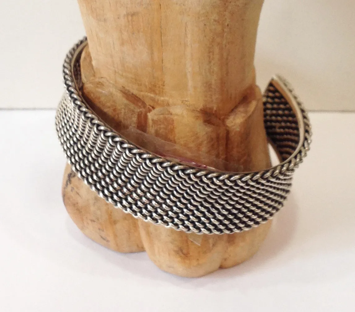 Handmade Chain Linked Balinese Sterling Silver Cuff Braclet