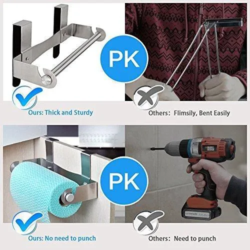 Hasen Under Cabinet Paper Towel Holder Paper Towel Hanger Brushed Stainless Steel Paper Towel Rack Kitchen Paper Towel Holder No Screws Needed