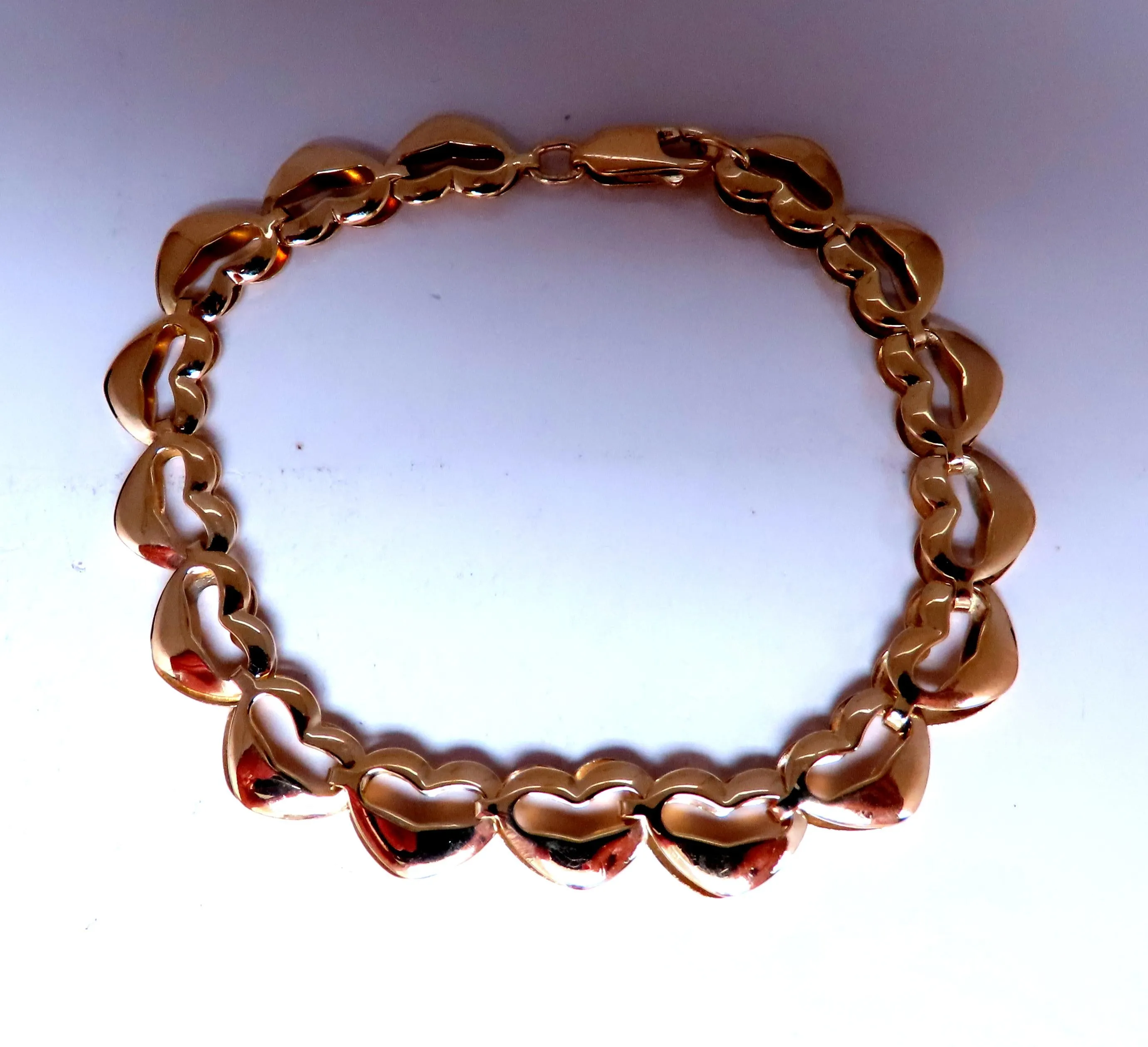 Heart Linked Bracelet Mod Deco 14kt 8mm 12449