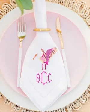 HEMSTITCHED LINEN DINNER NAPKINS - SET OF 8