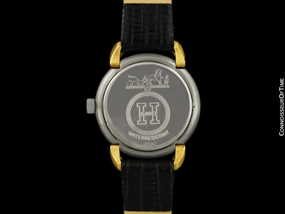 Hermes Pullman Ladies Cream Dial Watch with Date - 18K Gold Plated & Stainless Steel