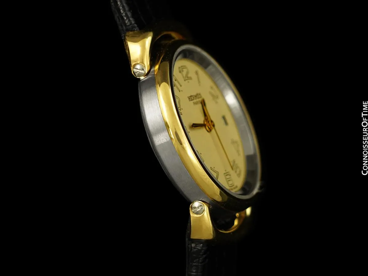 Hermes Pullman Ladies Cream Dial Watch with Date - 18K Gold Plated & Stainless Steel