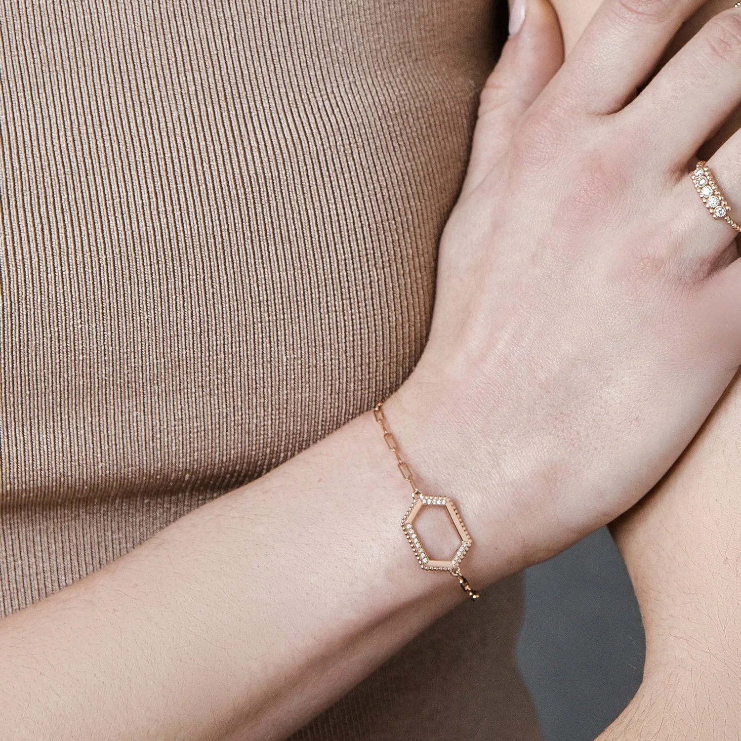 Hexagon Diamond Beaded Bracelet